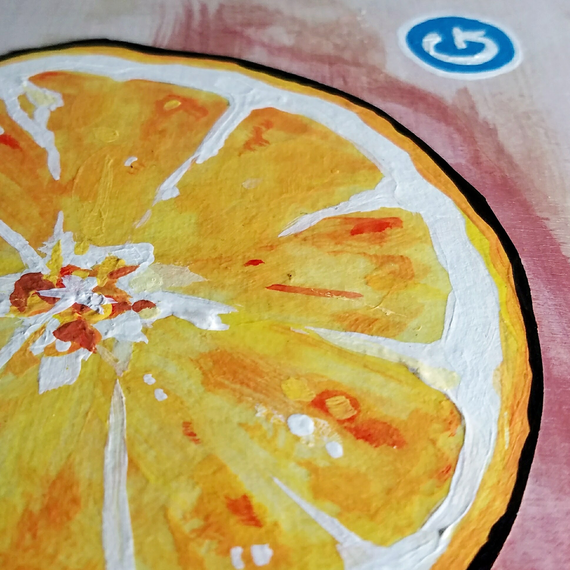 Orange and Apple on panel